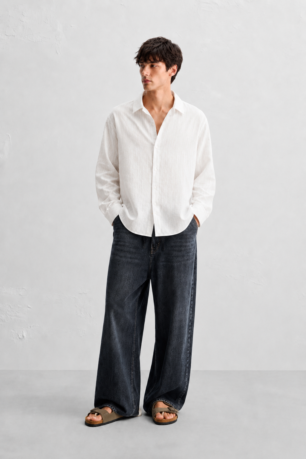 Offwhite Textured Linen Shirt