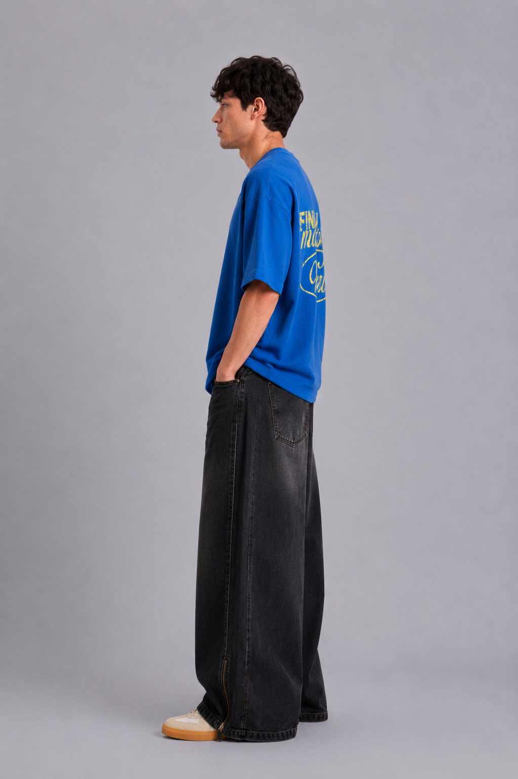 Weird Cobalt Blue Washed Waffle Tshirt