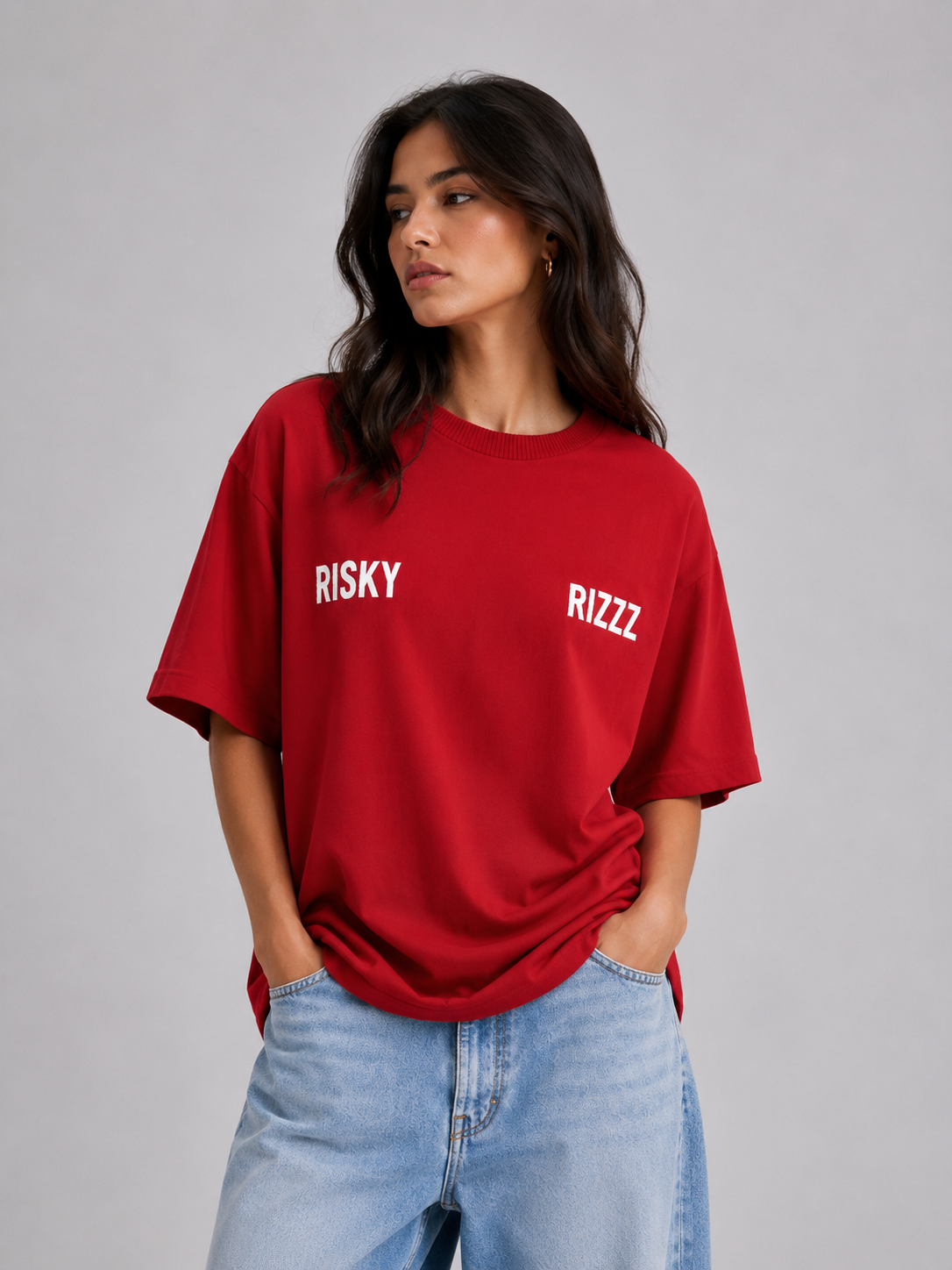 ⁠Flirty Red Oversized Tshirt