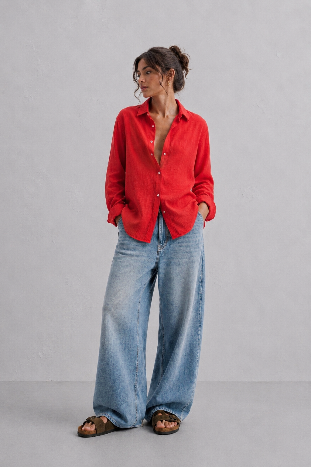 Peach Orange Linen Shirt
