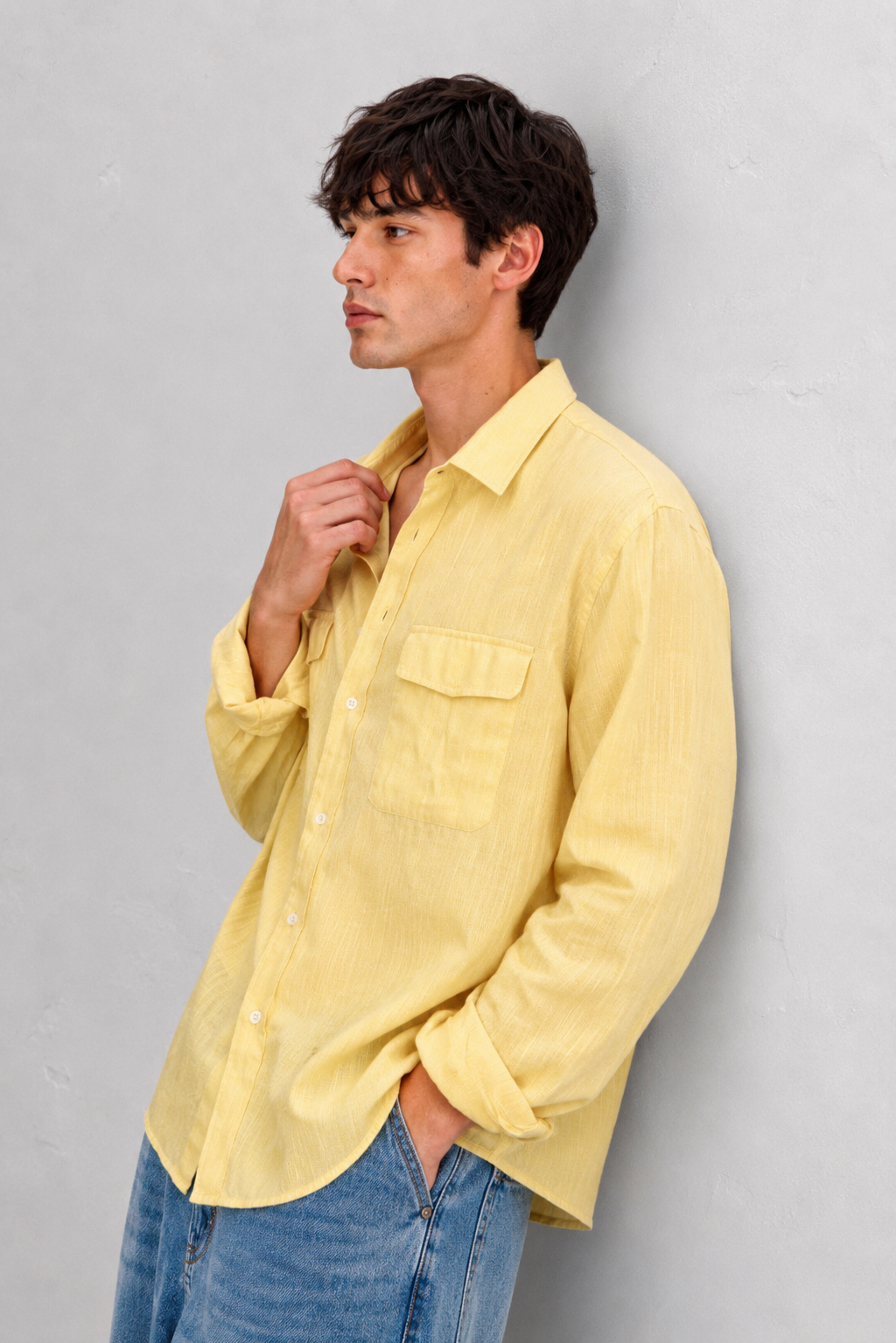 Lemon Yellow Linen Shirt