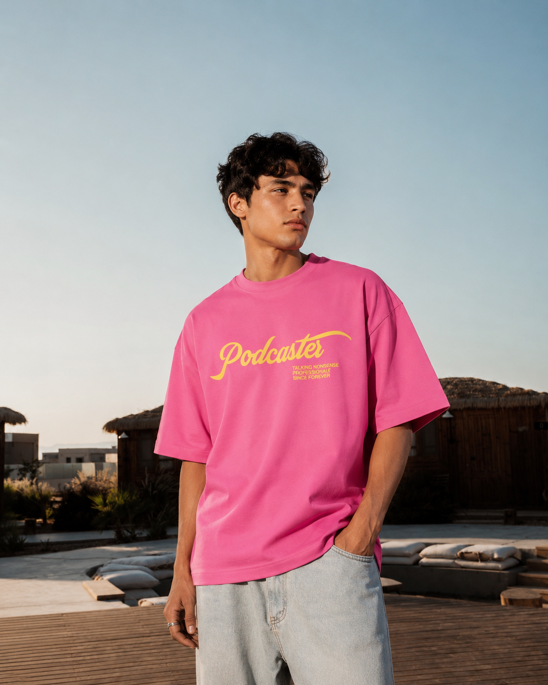 ⁠Podcast Pink Oversized Tshirt