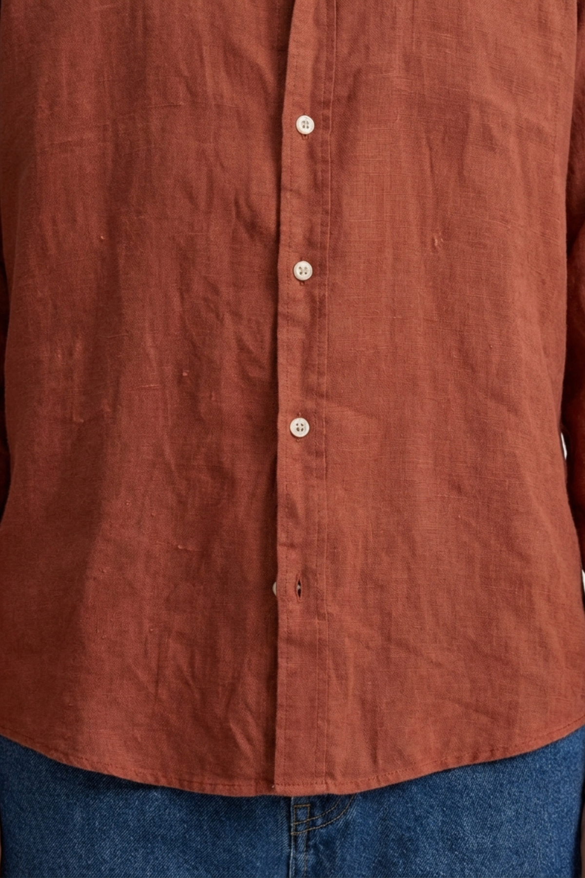 Peach Brown Linen Shirt