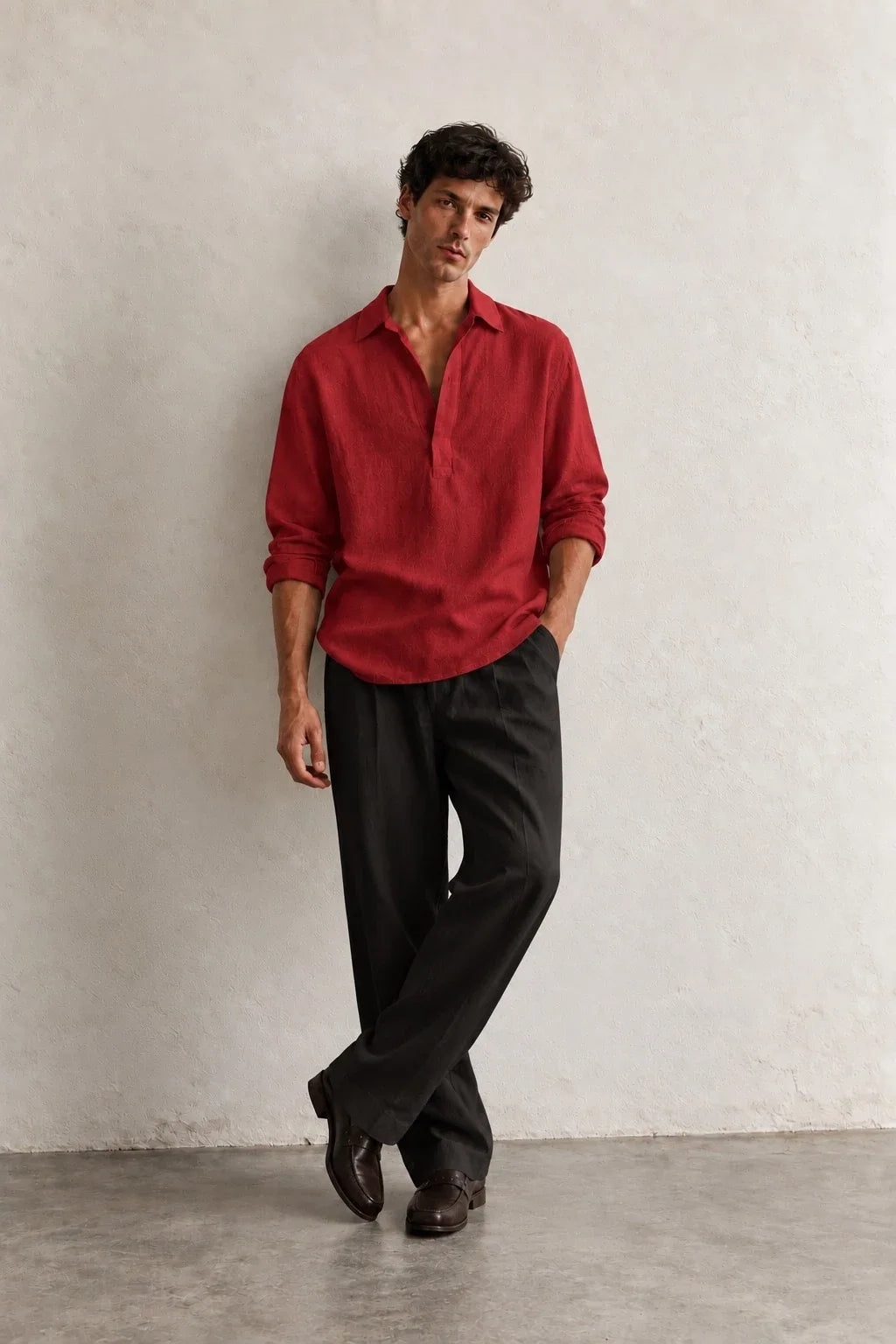 Kurta Linen Shirts - Brick Red