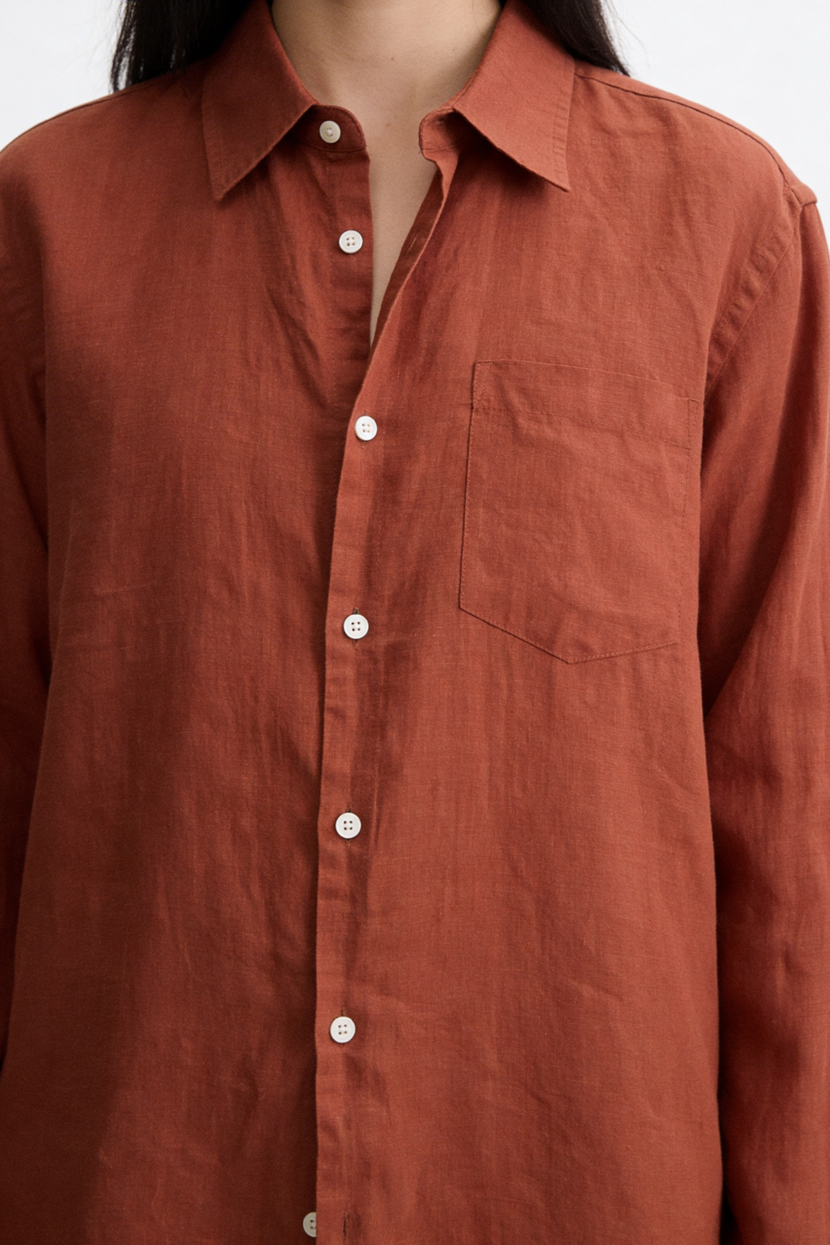 Peach Brown Linen Shirt