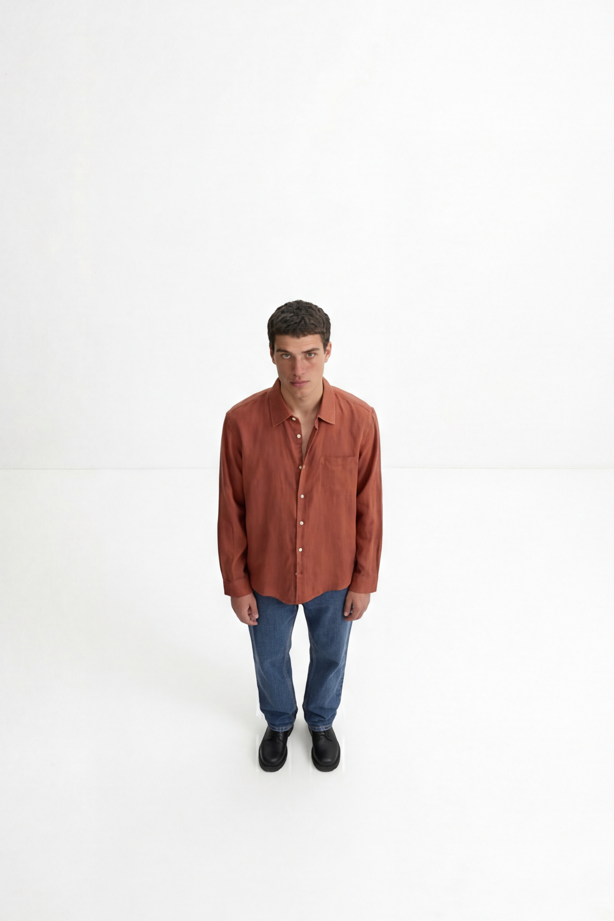 Peach Brown Linen Shirt