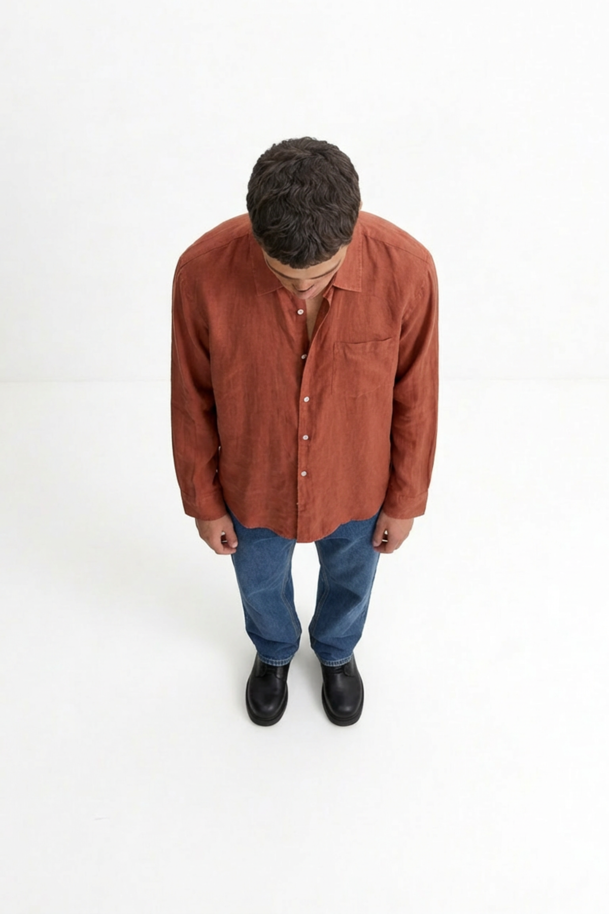 Peach Brown Linen Shirt