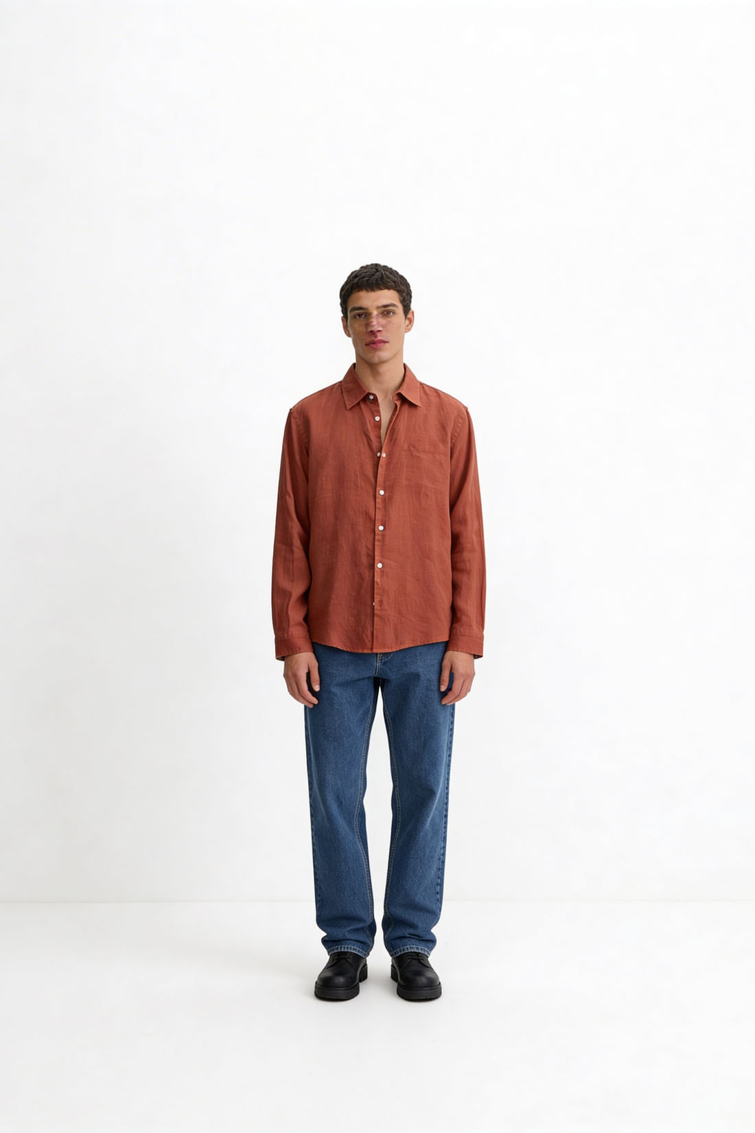 Peach Brown Linen Shirt