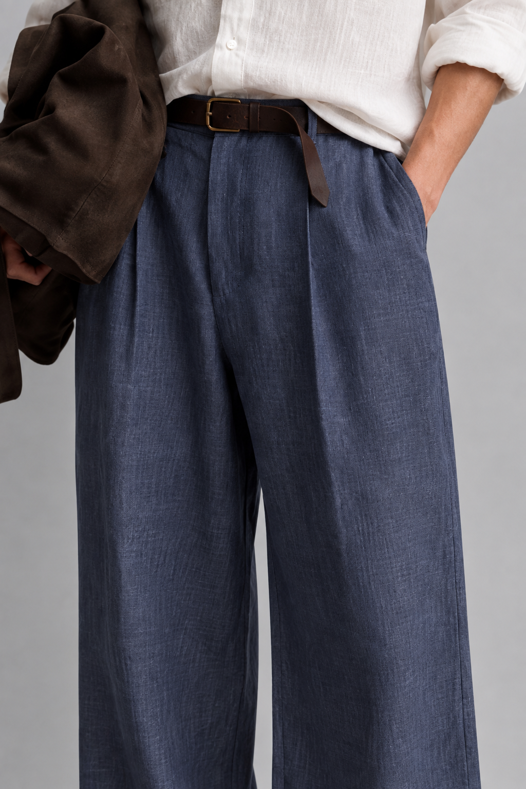 Ice Blue Linen Trouser