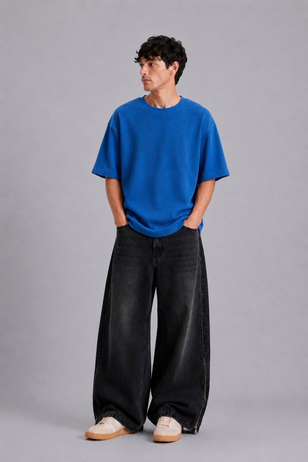 Cobalt Blue Washed Waffle Tshirt