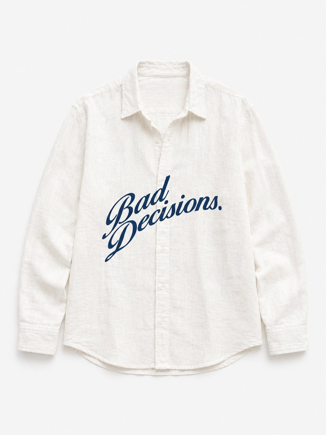 Bad Desicion Offwhite Textured Linen Shirt