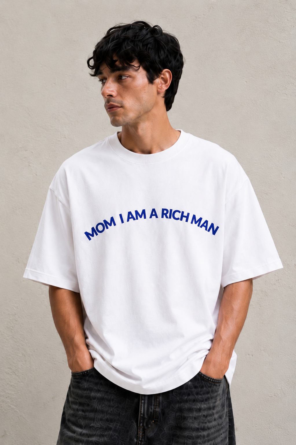 ⁠Rich Man White Oversized Tshirt
