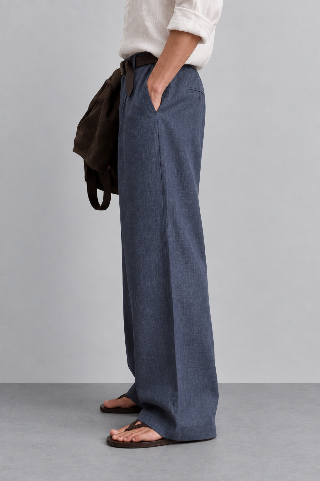 Ice Blue Linen Trouser
