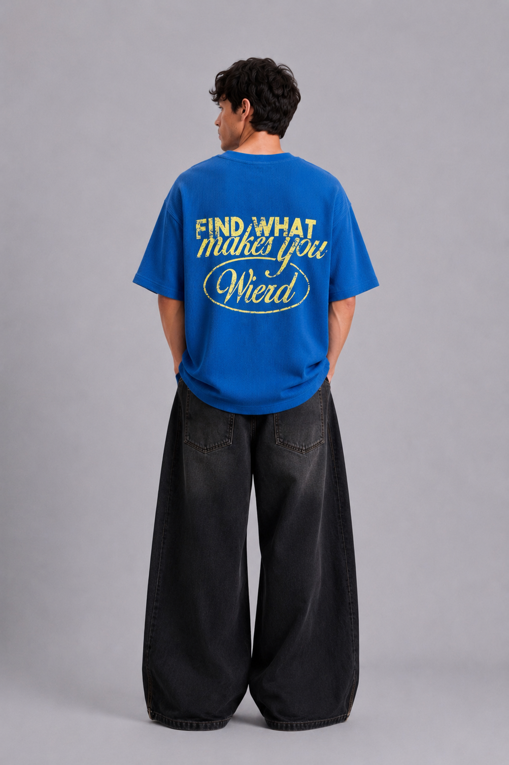 Weird Cobalt Blue Washed Waffle Tshirt