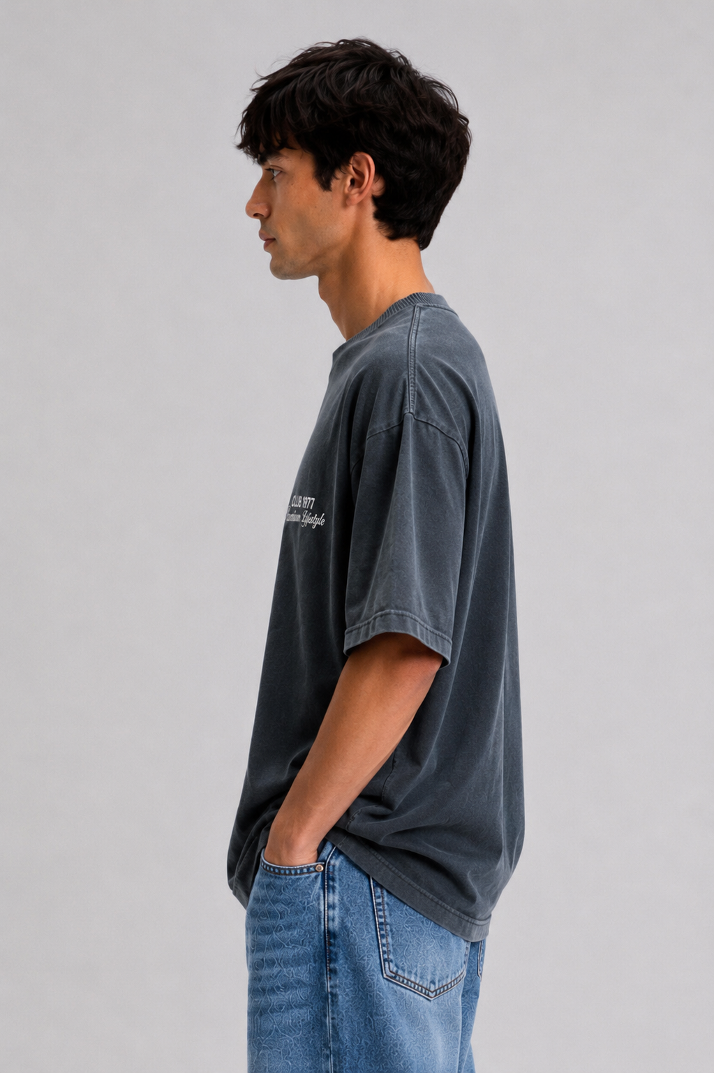 ⁠Club 1977 Black Oversized Tshirt