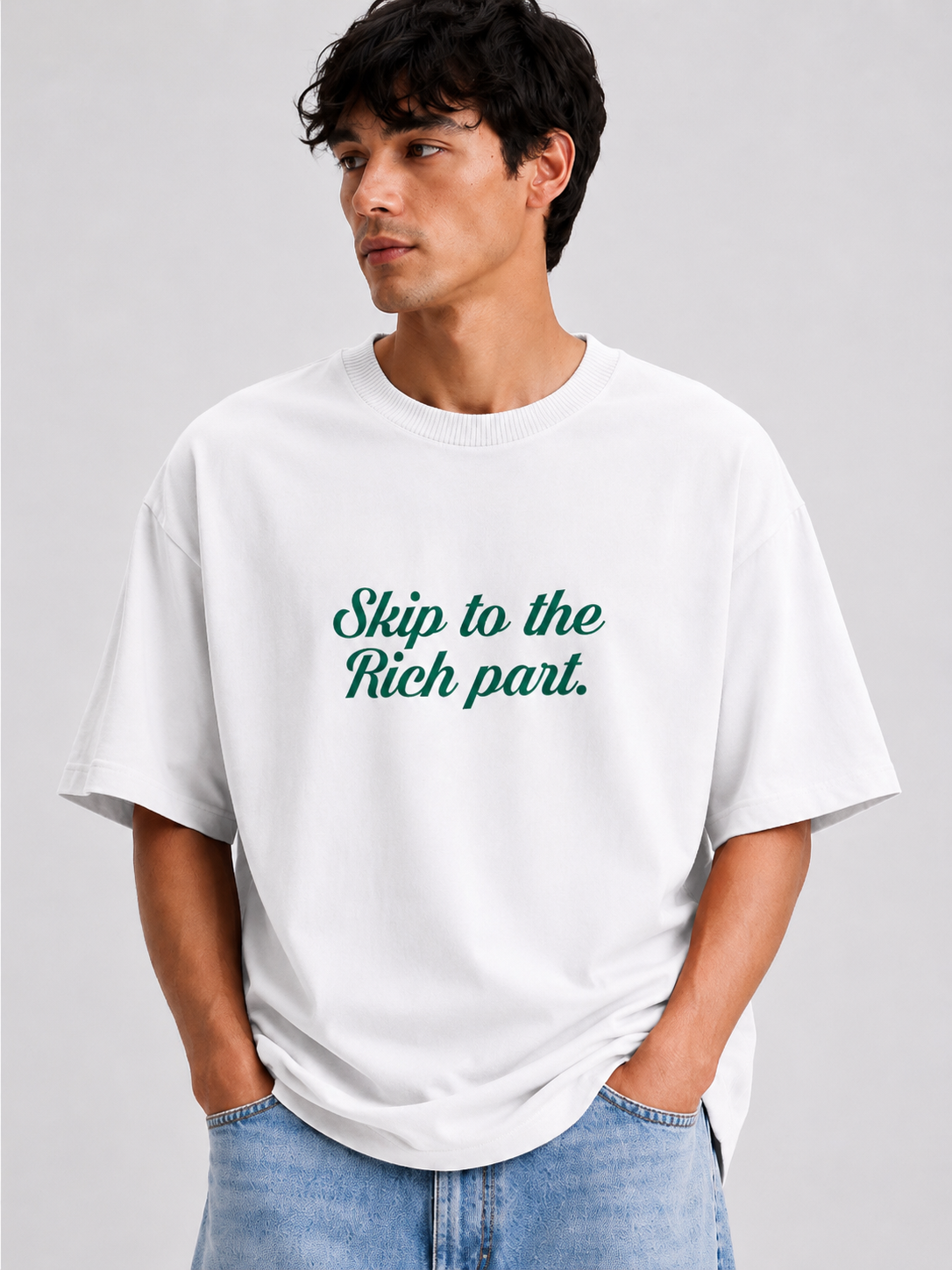 ⁠Rich White Oversized Tshirt