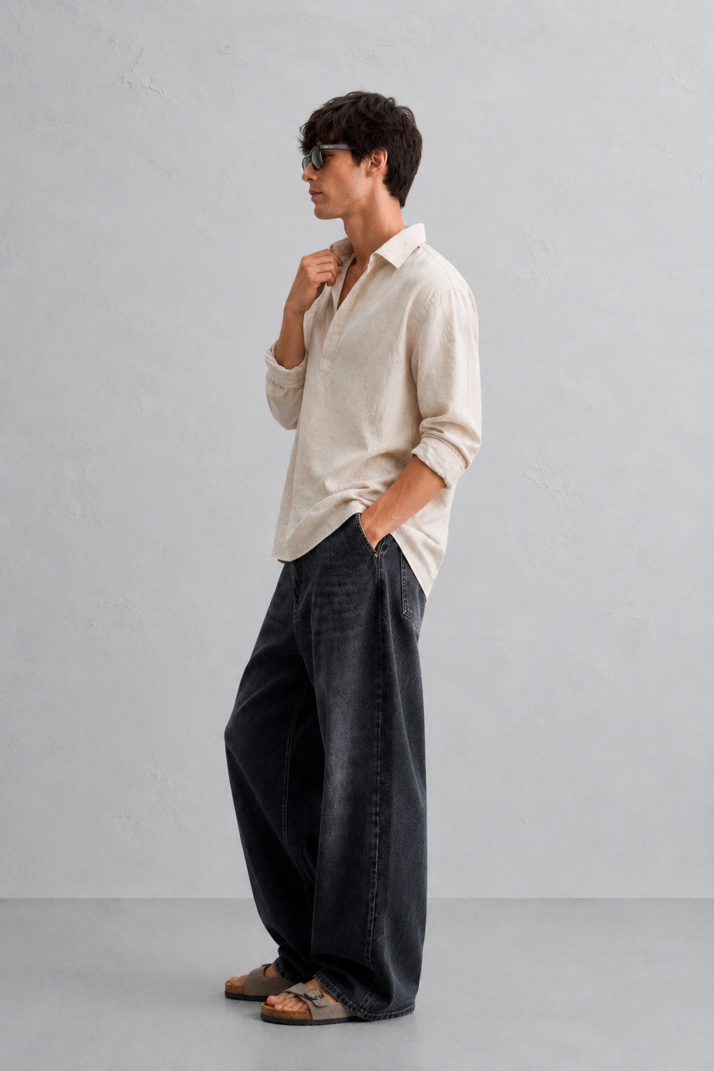 Beige Kurta Linen Shirt