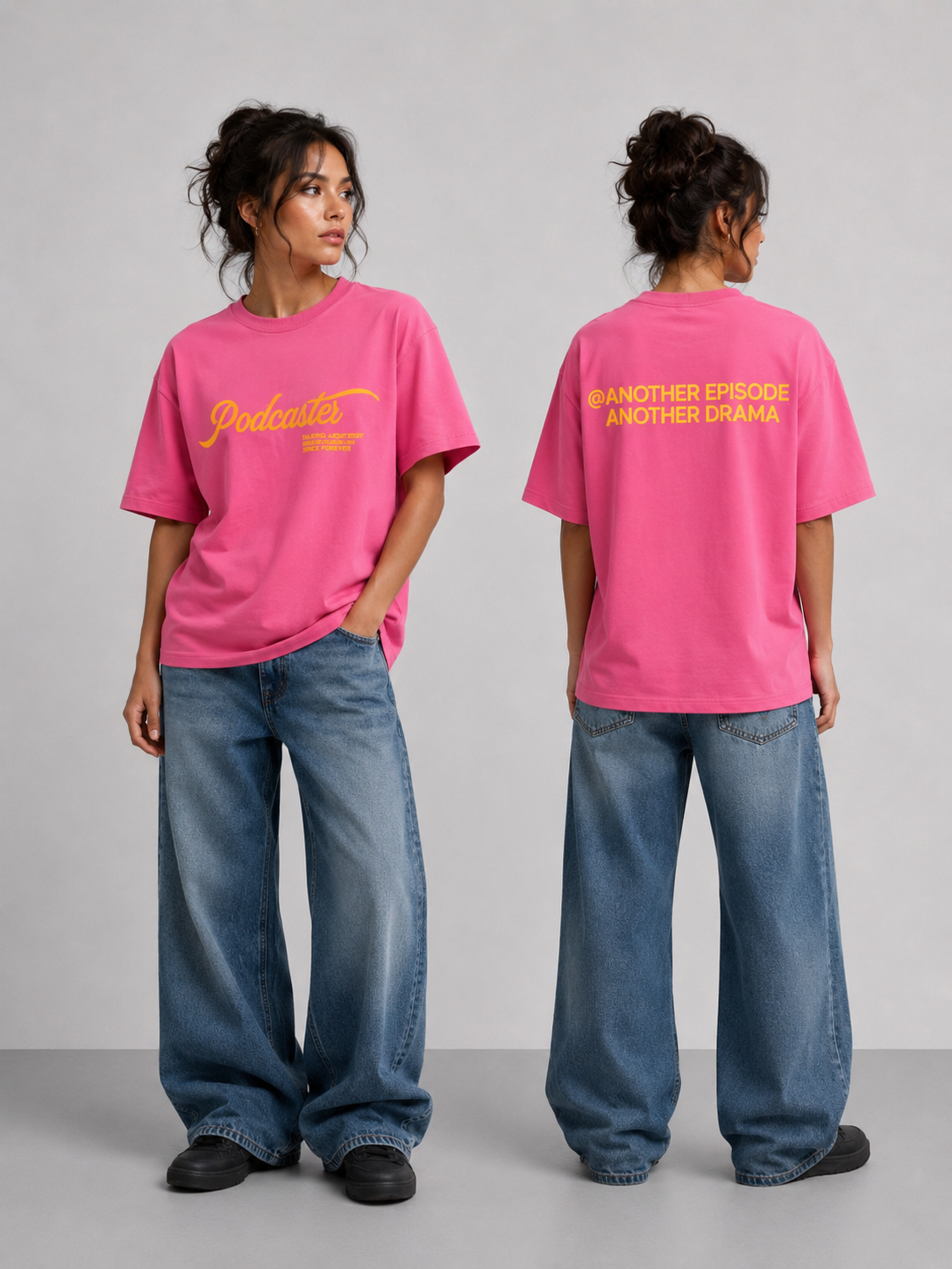 ⁠Podcast Pink Oversized Tshirt