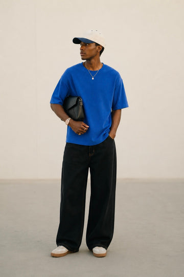 Cobalt Blue Washed Waffle Tshirt