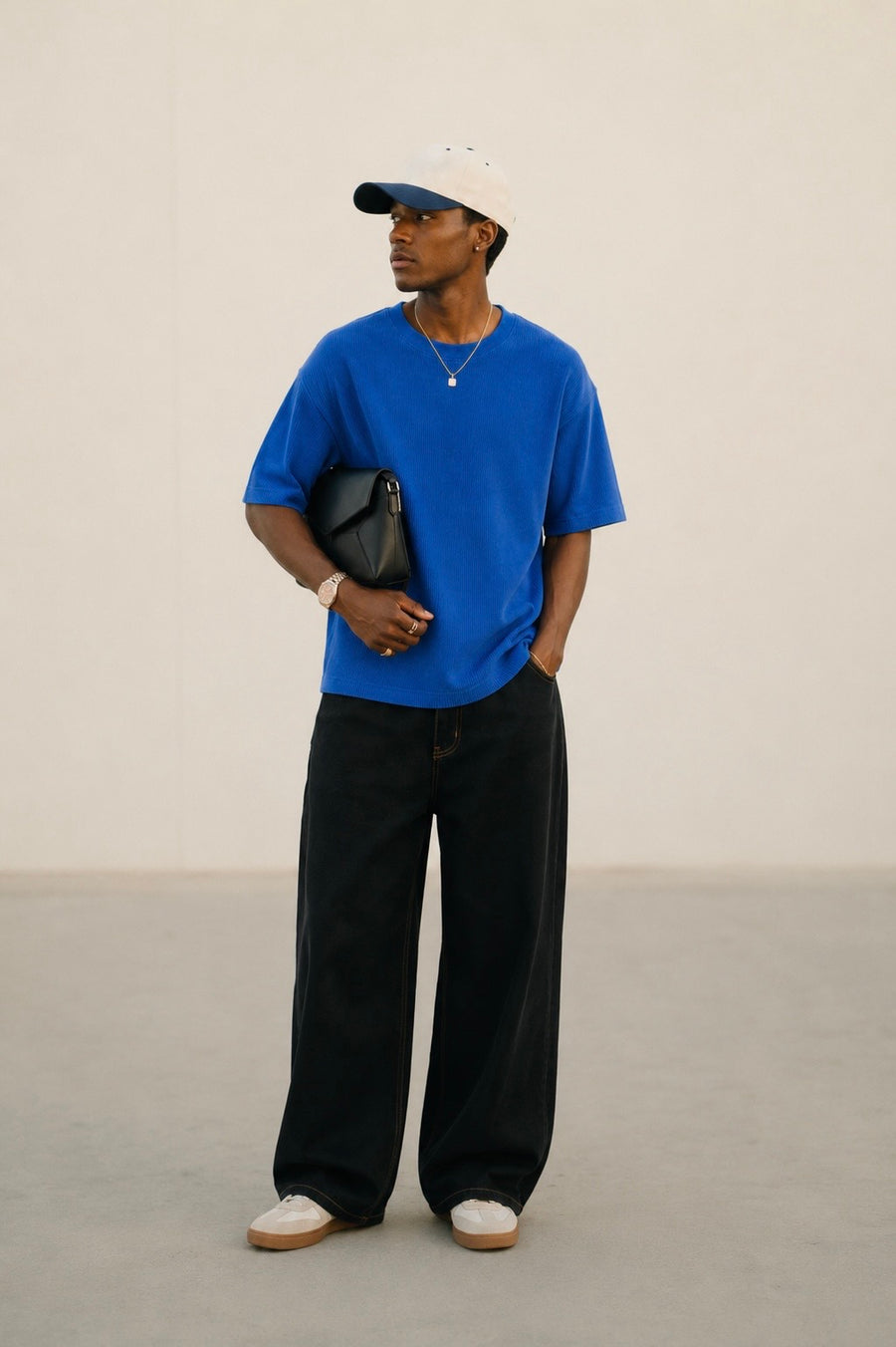 Washed Waffle T-Shirts - Cobalt Blue