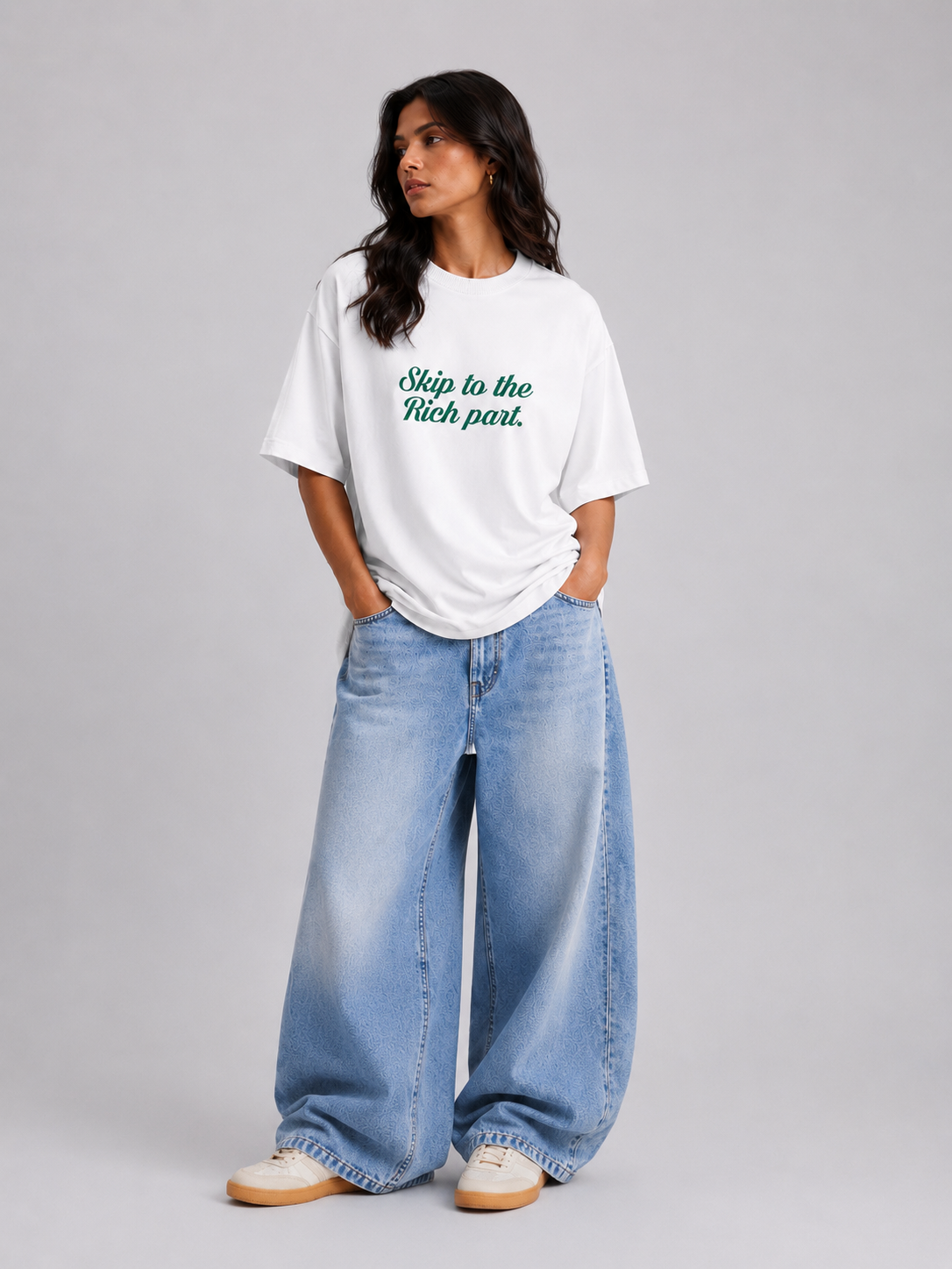 ⁠Rich White Oversized Tshirt