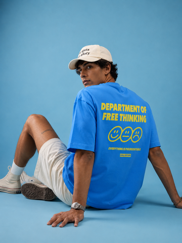 ⁠Free Thinking Blue Oversized Tshirt