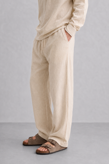 Beige Linen Trouser