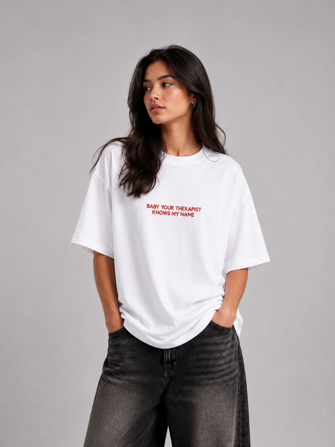 ⁠Therapist White Oversized Tshirt