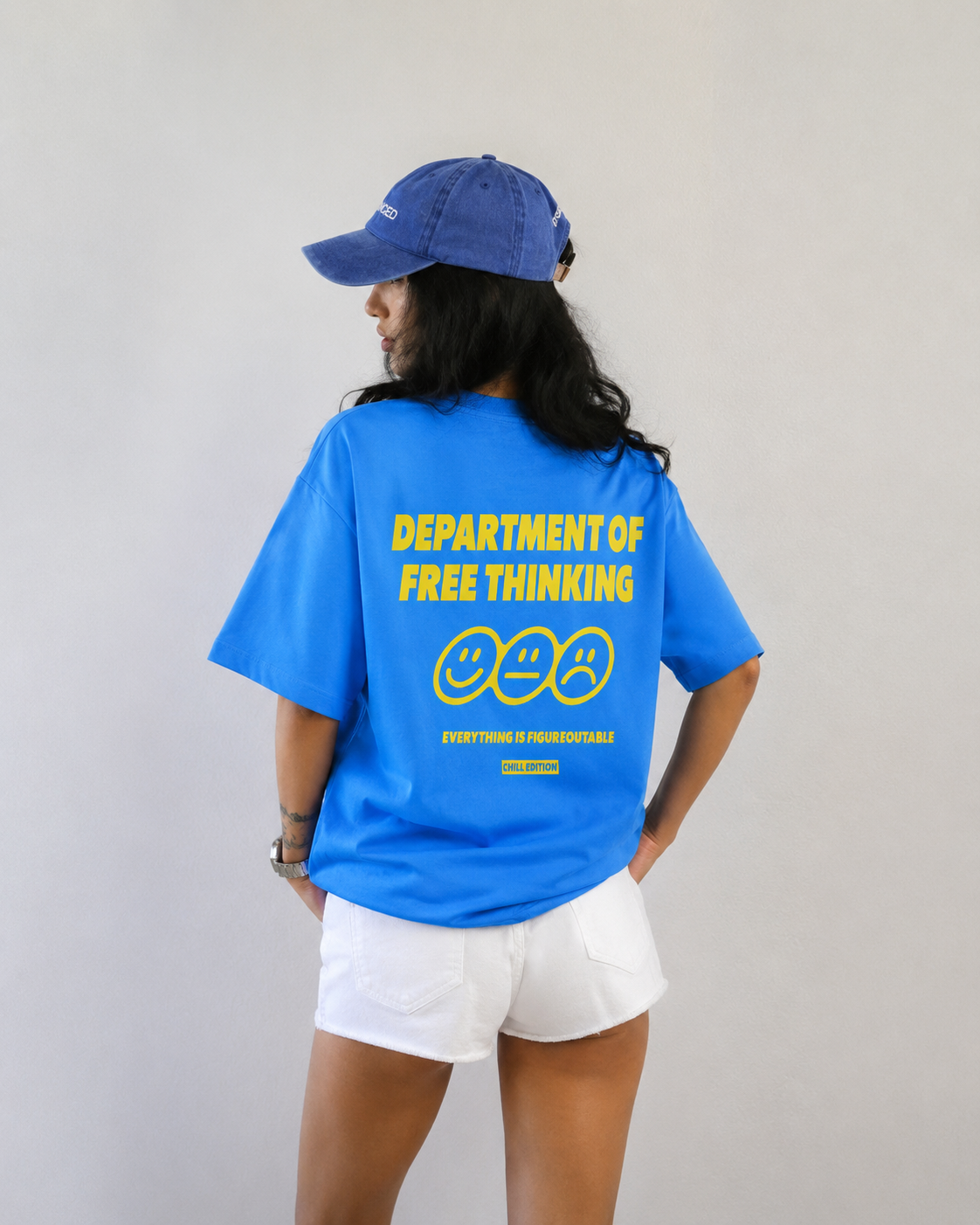 ⁠Free Thinking Blue Oversized Tshirt