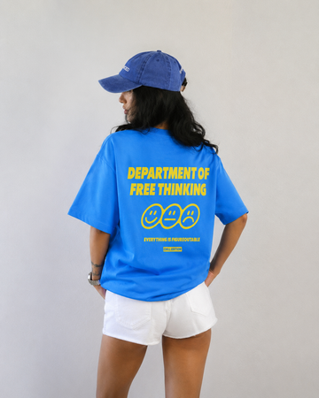 ⁠Free Thinking Blue Oversized Tshirt