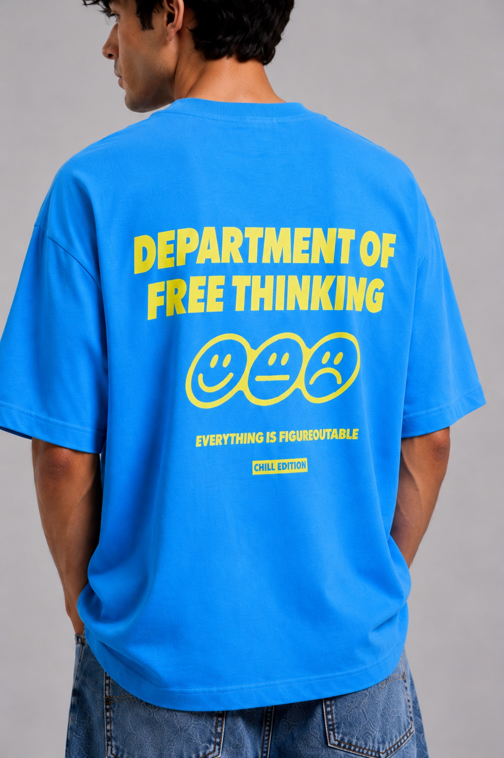 ⁠Free Thinking Blue Oversized Tshirt