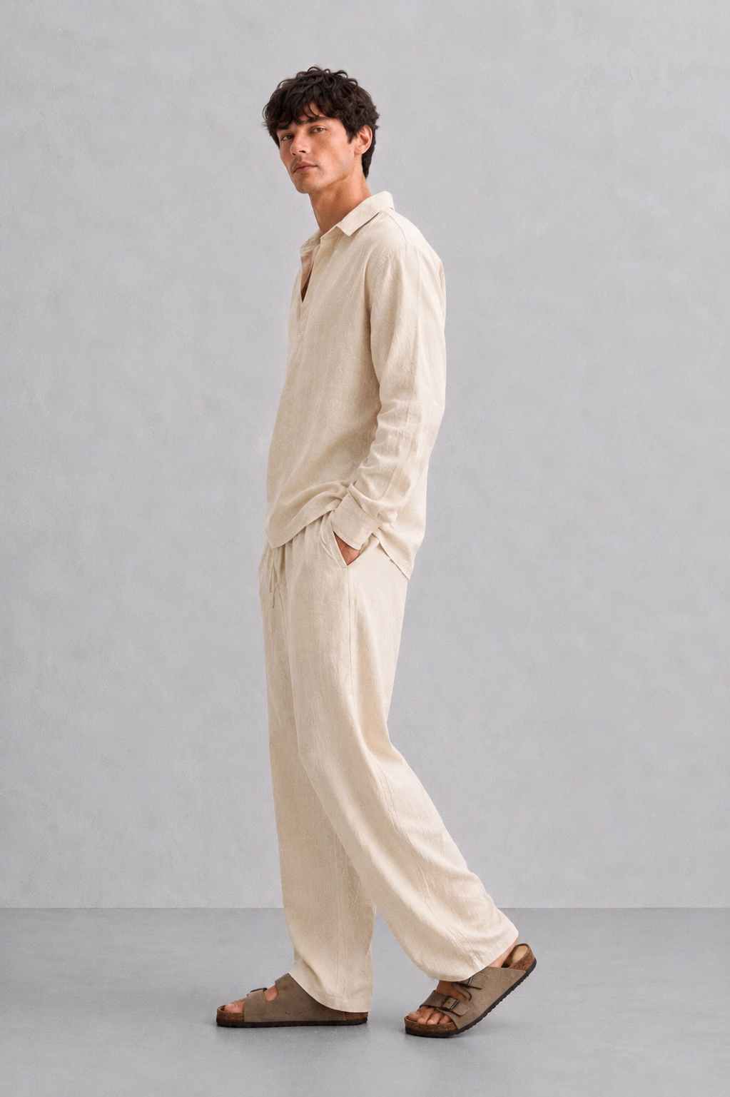 Beige Linen Trouser
