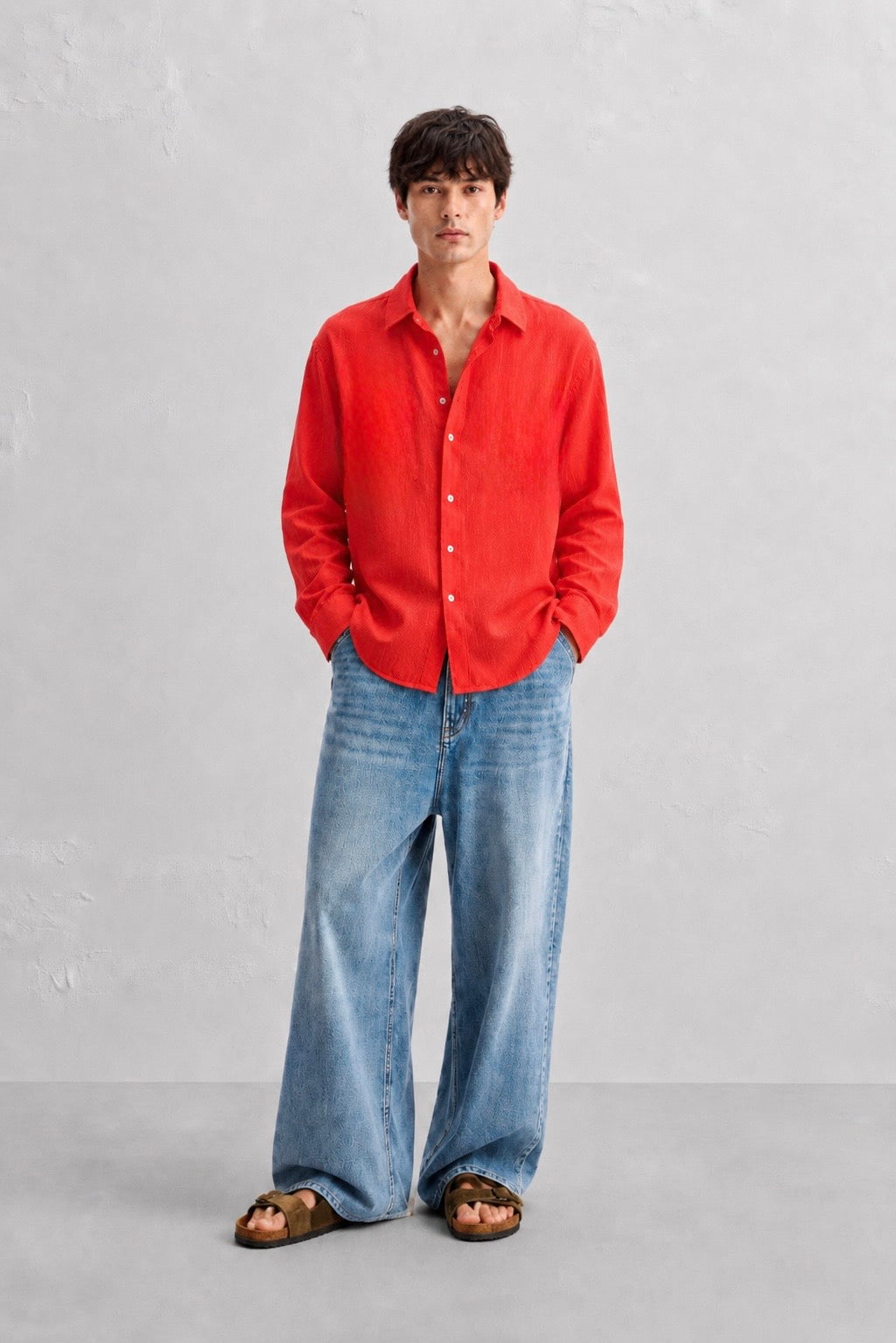 Peach Orange Linen Shirt