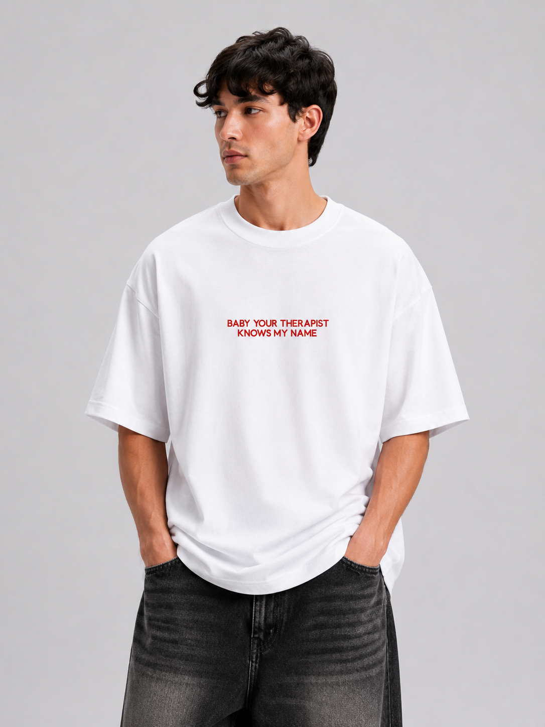 ⁠Therapist White Oversized Tshirt