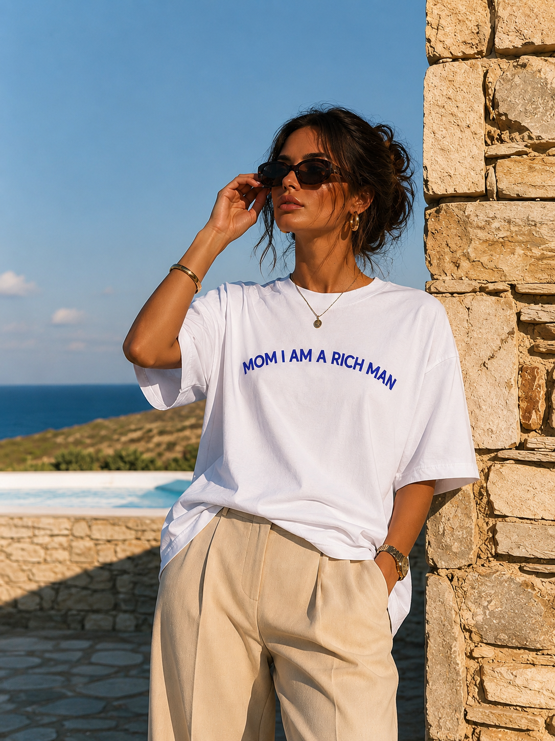 ⁠Rich Man White Oversized Tshirt