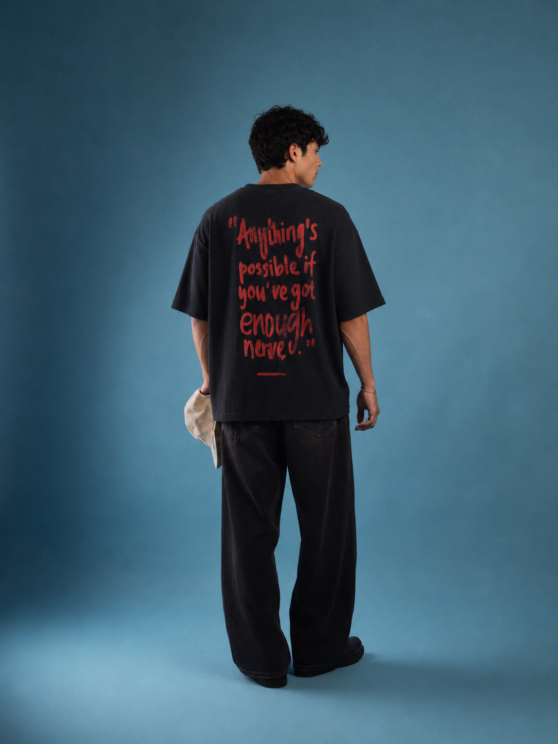 Nerve Black Washed Waffle Tshirt