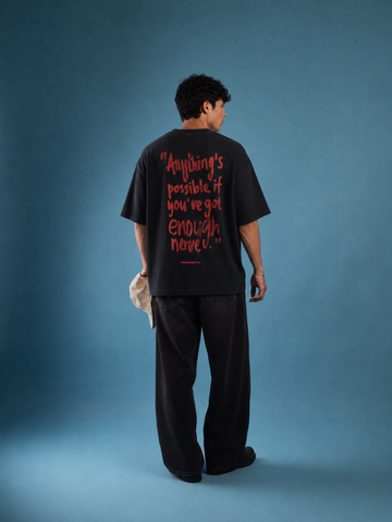 Nerve Black Washed Waffle Tshirt
