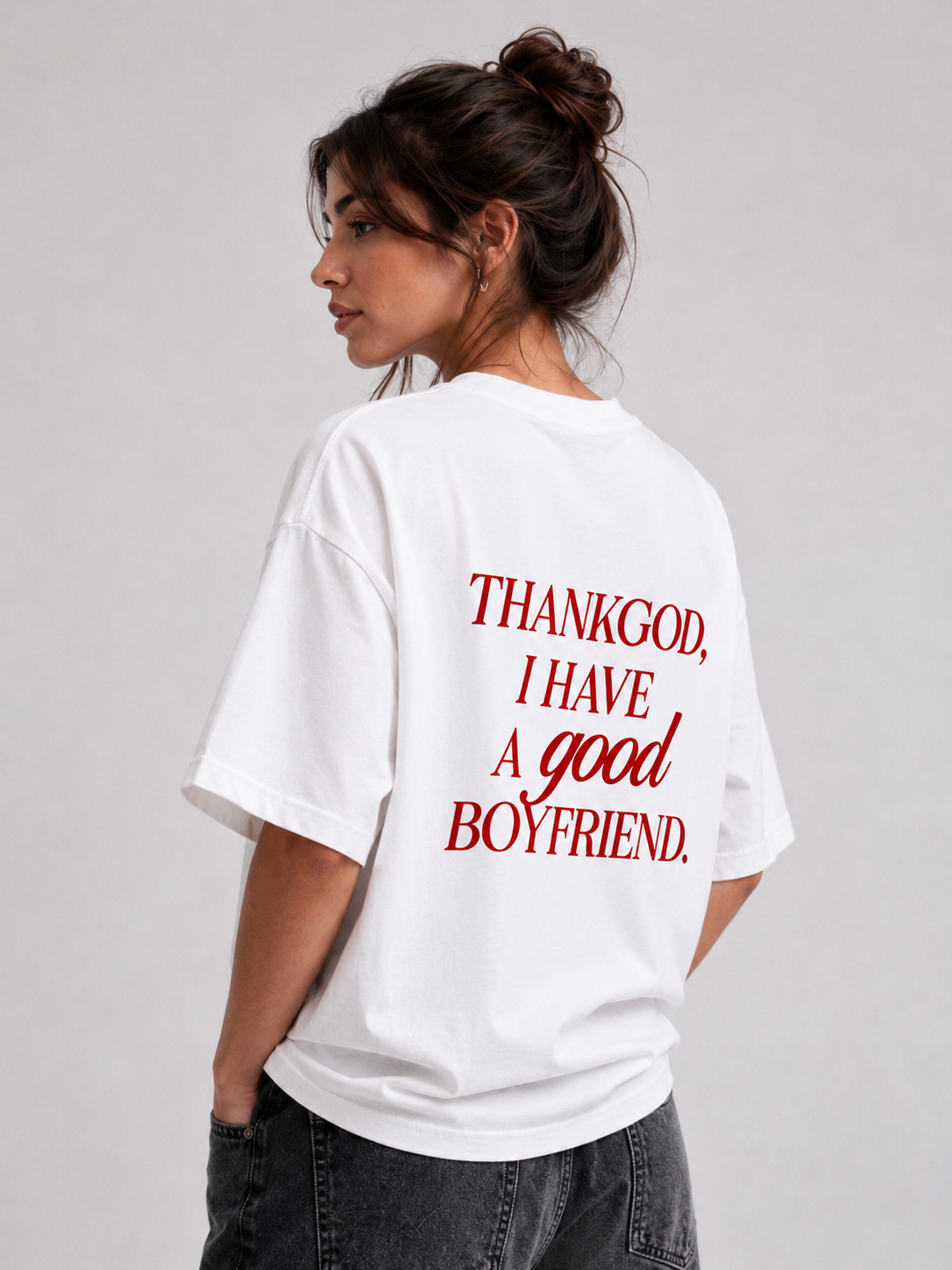⁠Boyfriend White Oversized Tshirt