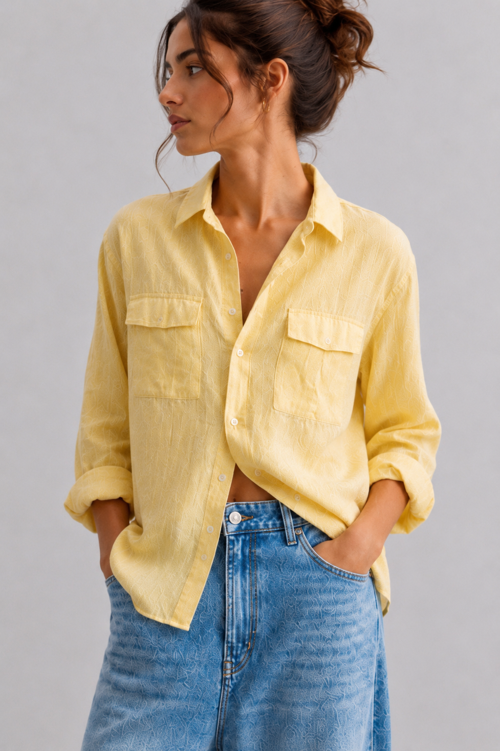 Lemon Yellow Linen Shirt