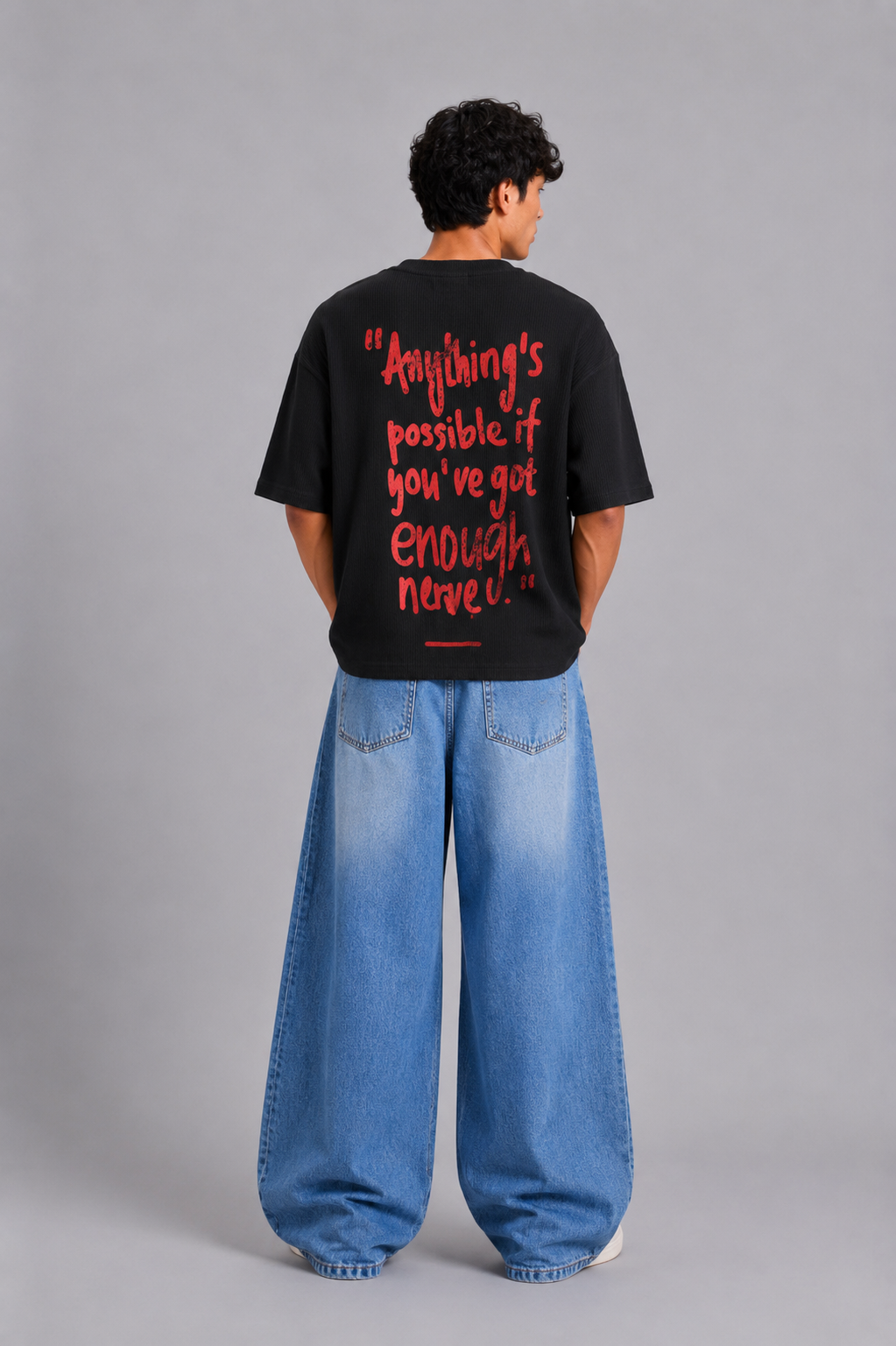 Nerve Black Washed Waffle Tshirt
