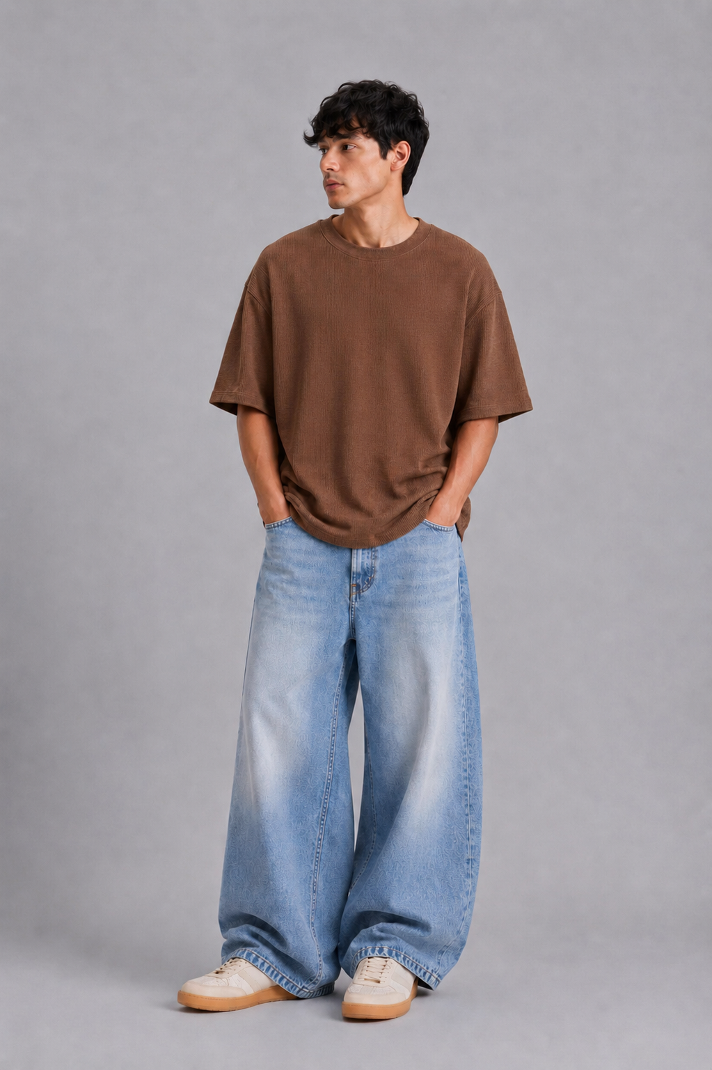 Brown Washed Waffle Tshirt