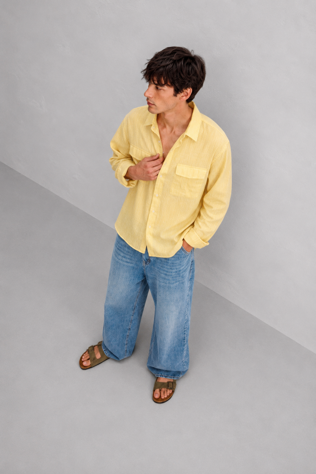 Lemon Yellow Linen Shirt