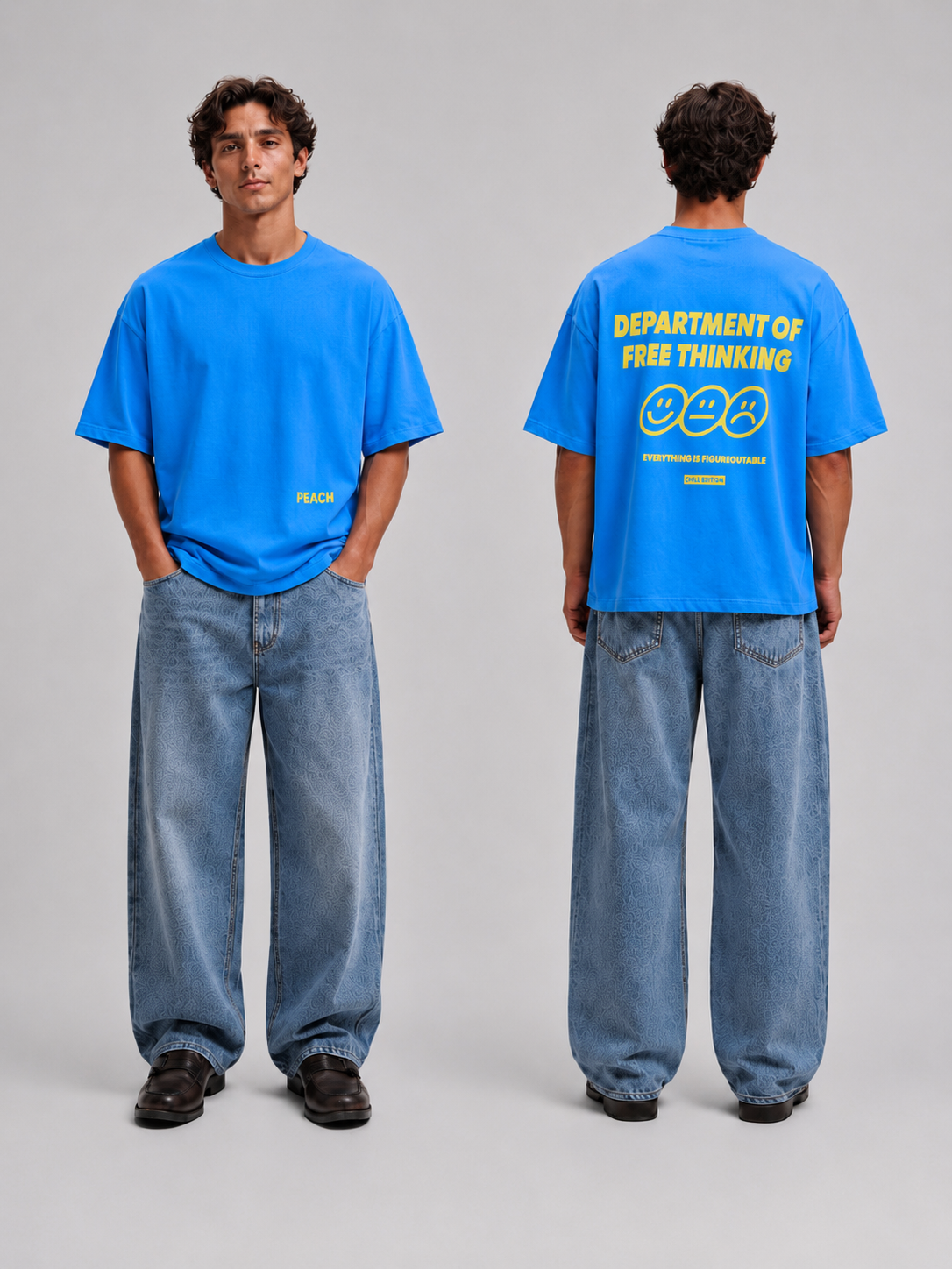⁠Free Thinking Blue Oversized Tshirt