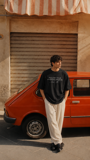 Dreams Black Washed Waffle Tshirt