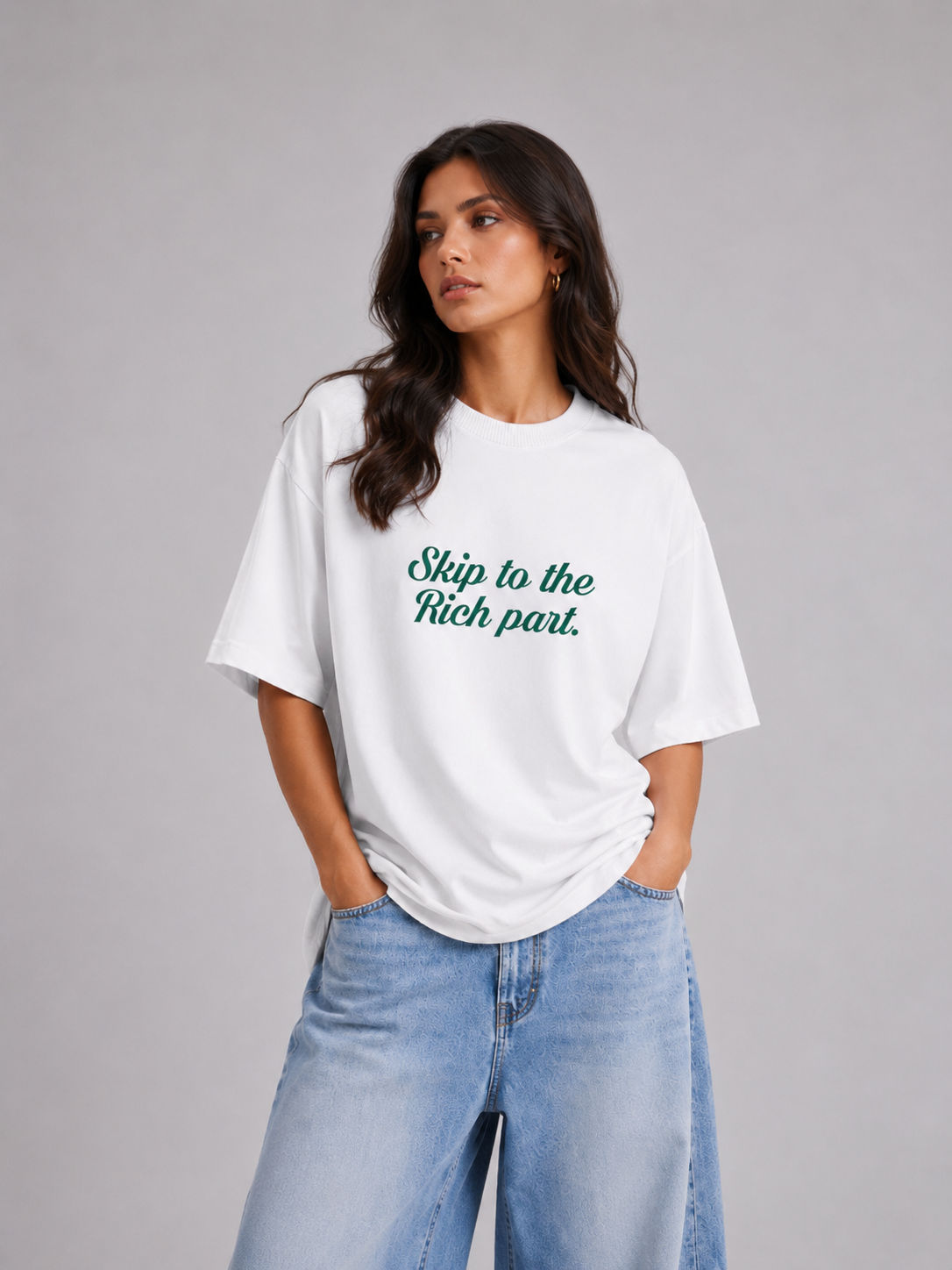 ⁠Rich White Oversized Tshirt