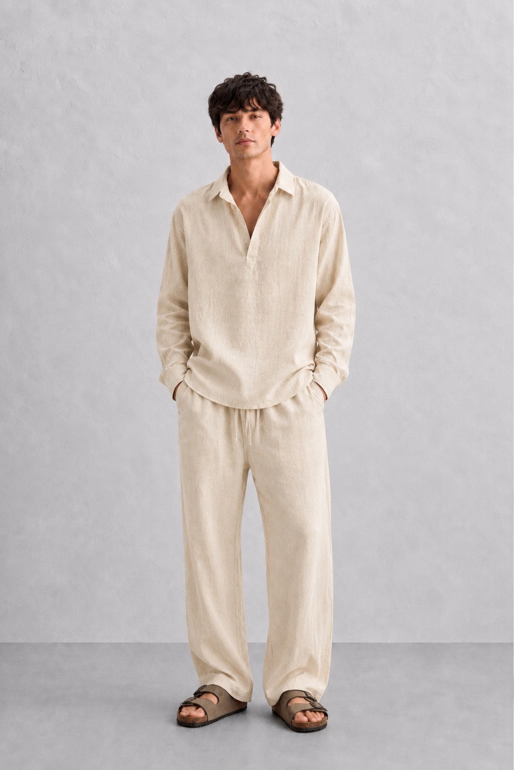 Beige Linen Trouser