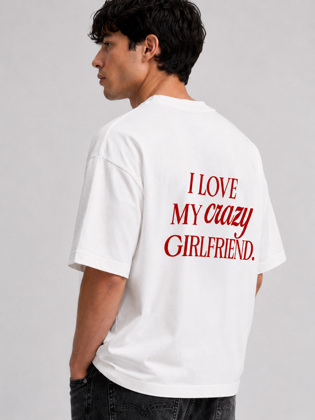 ⁠Girlfriend White Oversized Tshirt