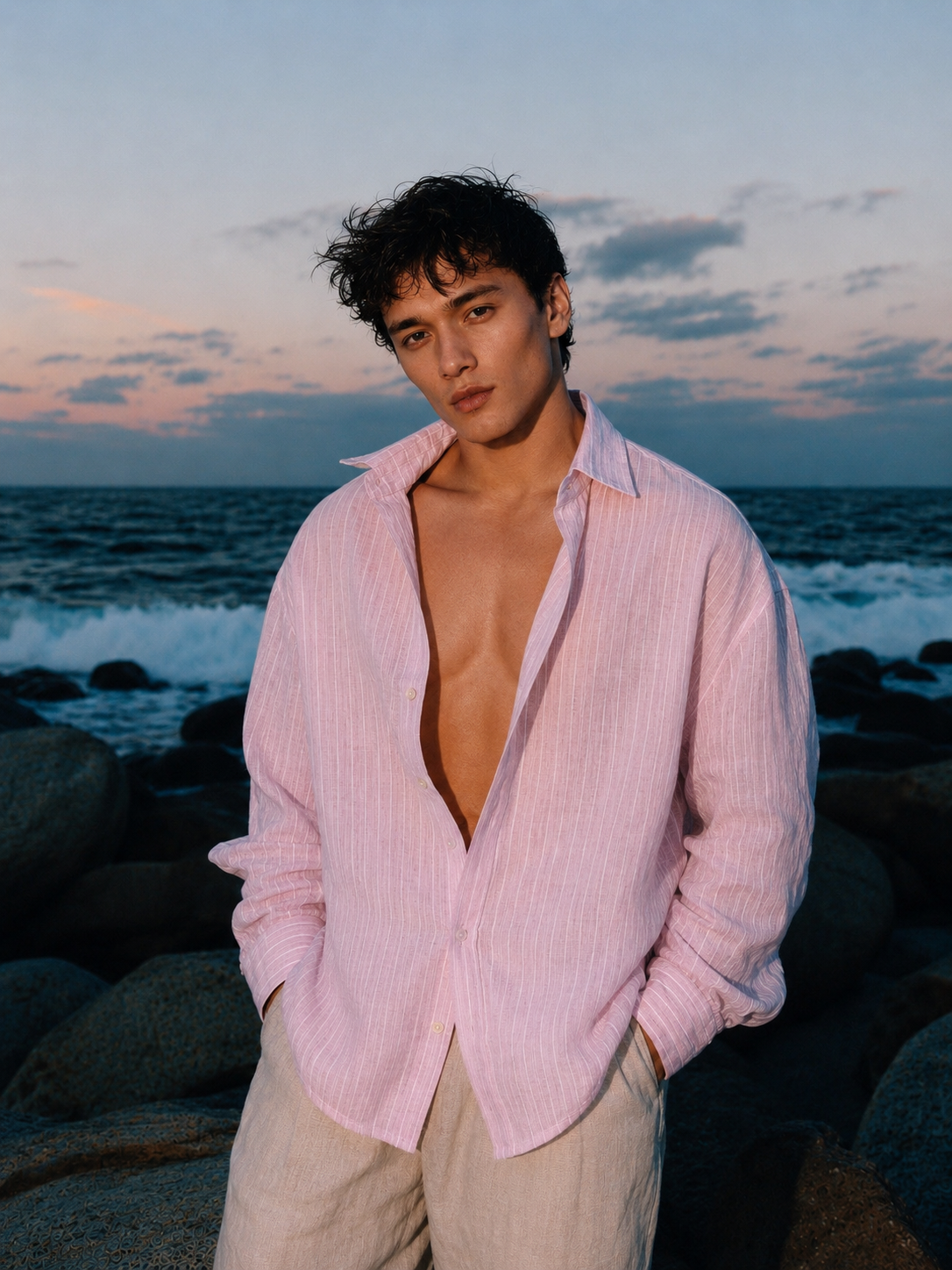 Pink Stripe Linen Shirt