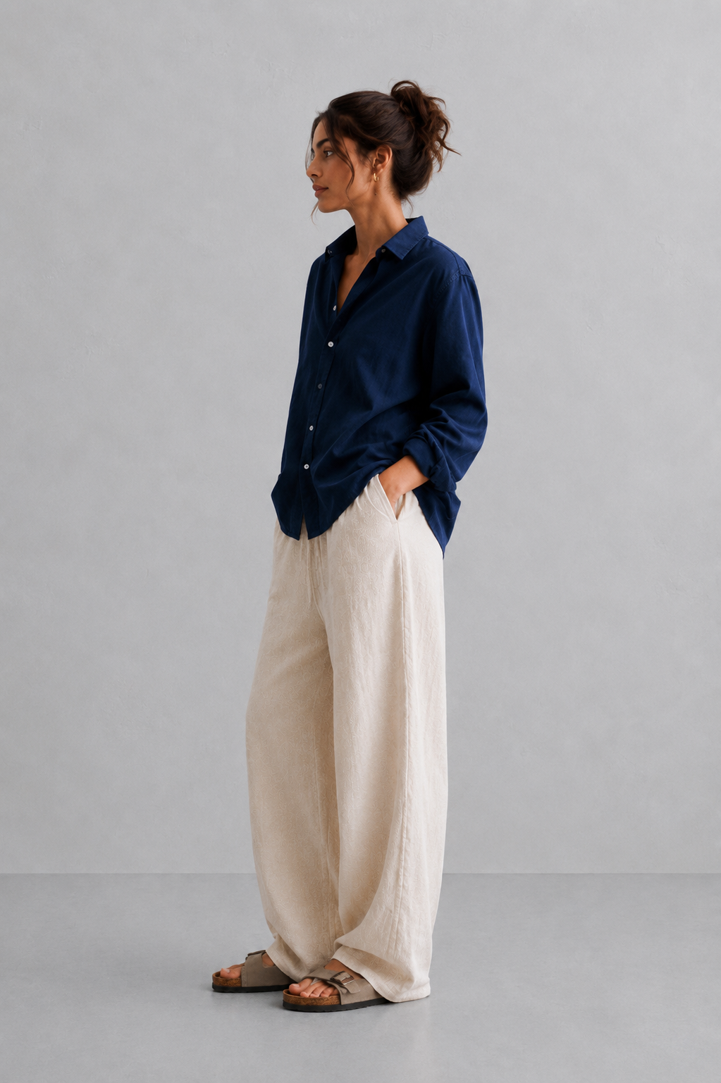 Beige Linen Trouser