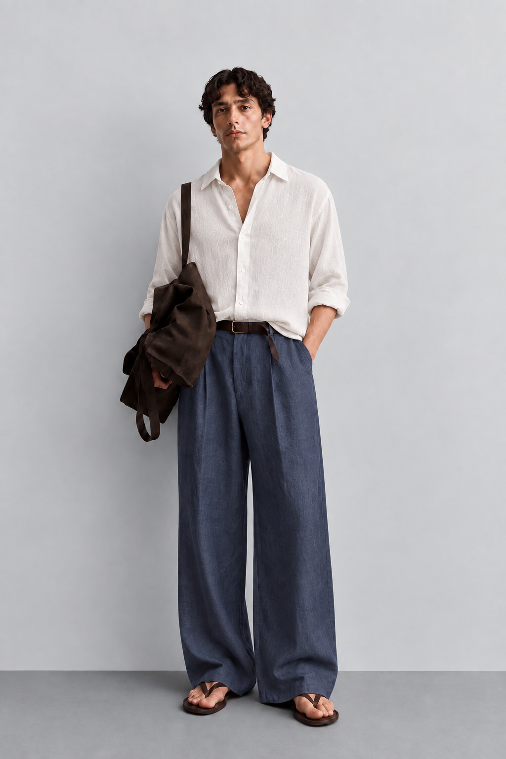 Ice Blue Linen Trouser